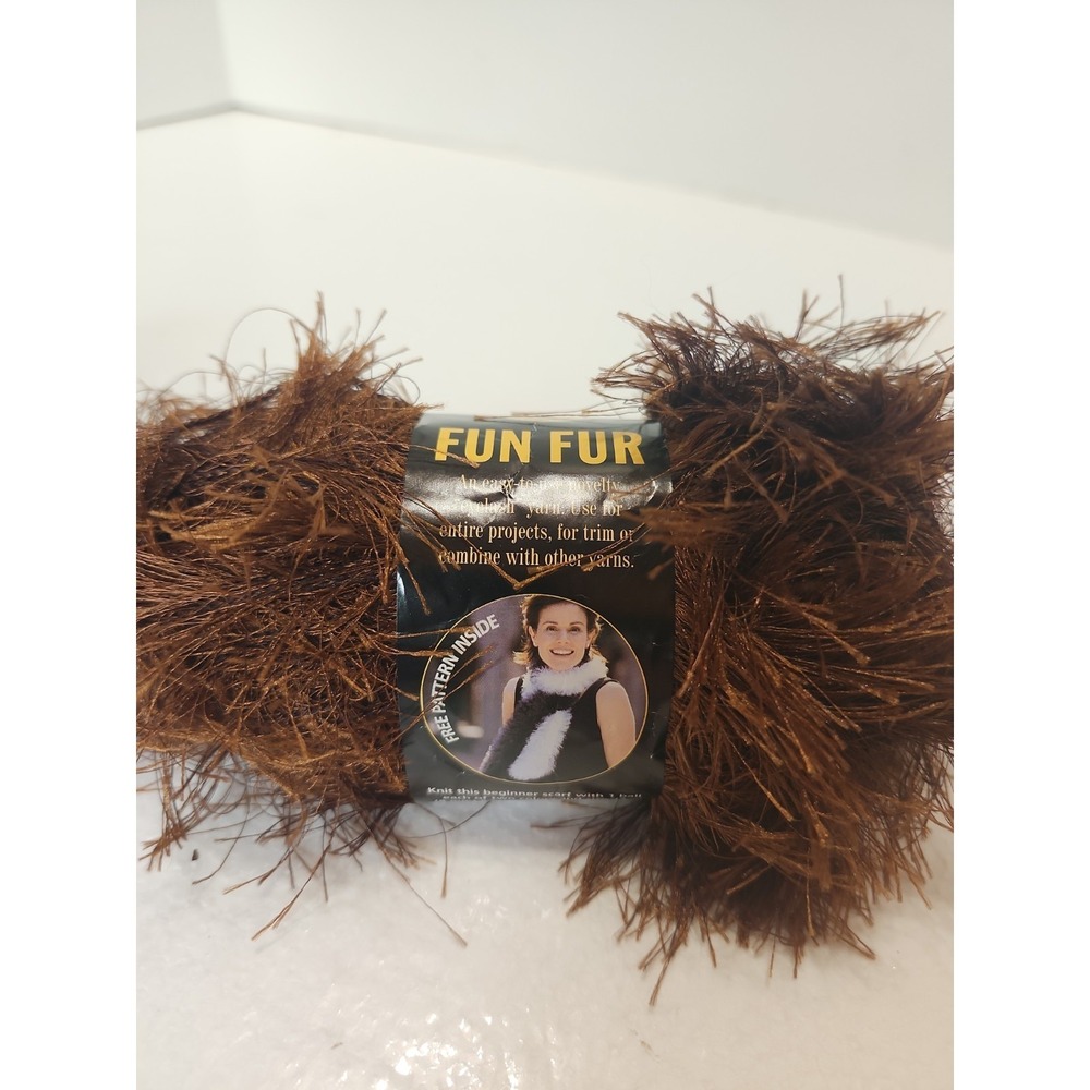 Lion Brand Yarn Fun Fur/Eyelash Chocolate Brown 1 Skien